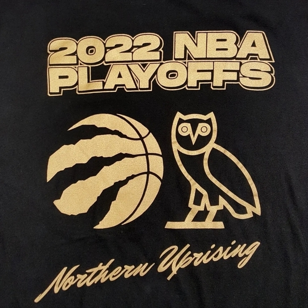 OVO Drake X Raptors 2022 Playoffs Official T Shirt Long Sleeve Black Gold